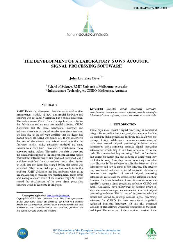(PDF) The development of a laboratory s own acoustic signal processing ...