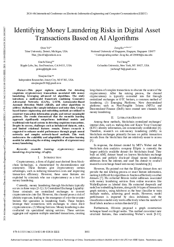 (PDF) Identifying Money Laundering Risks in Digital Asset Transactions ...