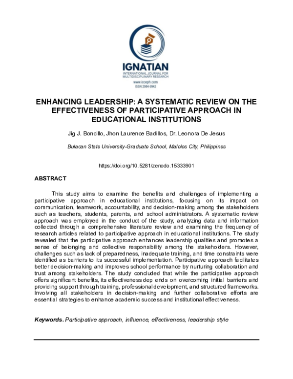 (PDF) ENHANCING LEADERSHIP A SYSTEMATIC REVIEW ON THE EFFECTIVENESS OF ...