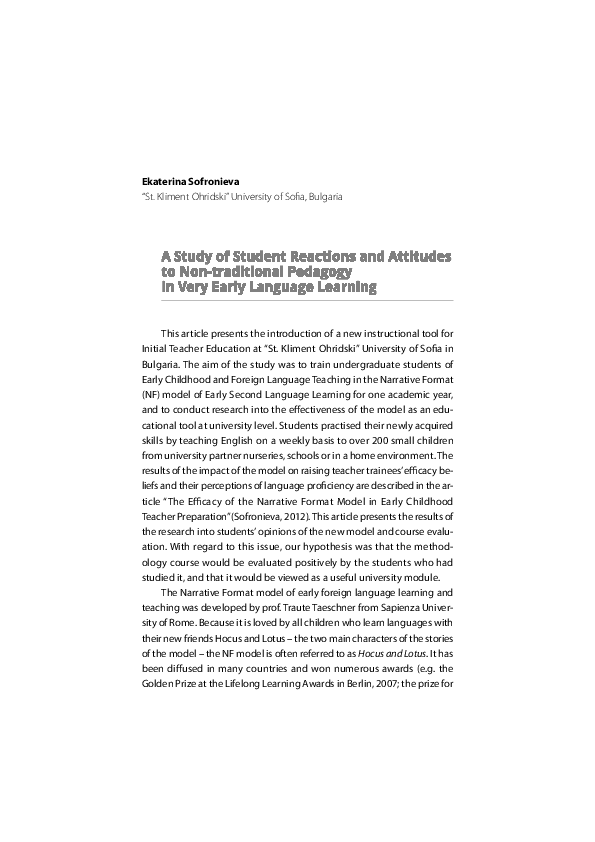 (PDF) Early Childhood and Foreign Language Teaching in the Narrative Format