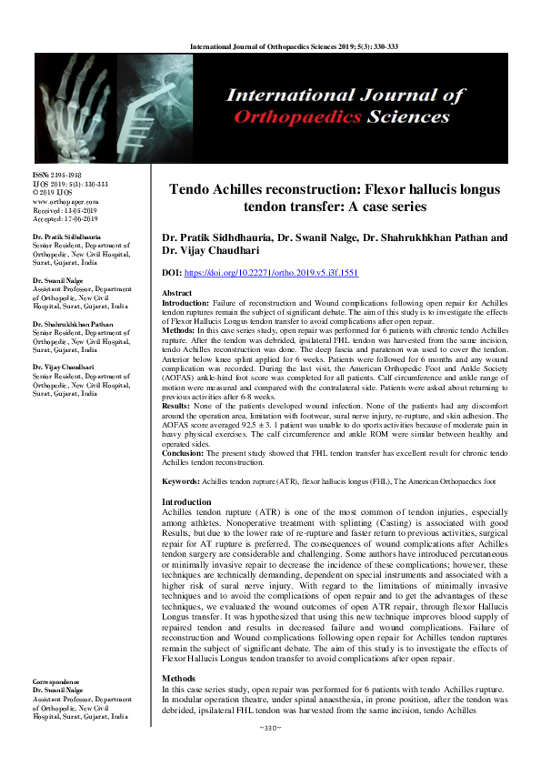 (PDF) Tendo Achilles reconstruction: Flexor hallucis longus tendon ...