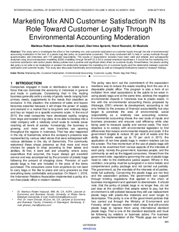 (PDF) Marketing Mix AND Customer Satisfaction IN Its Role Toward ...