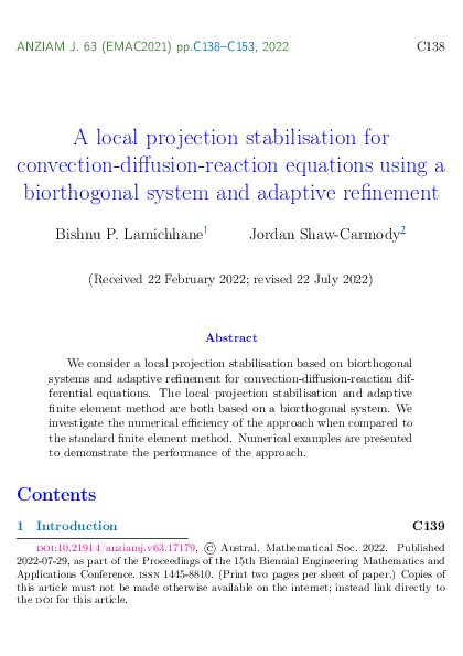 (PDF) Local projection stabilisation for convection-diffusion-reaction ...