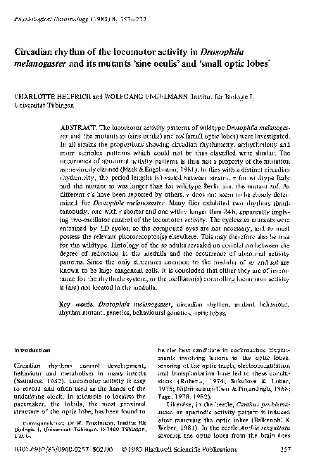 (PDF) Circadian rhythm of the locomotor activity in Drosophila ...