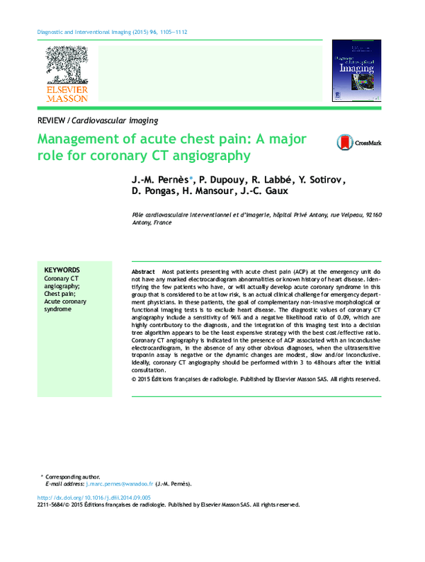 (PDF) Management of acute chest pain: A major role for coronary CT ...