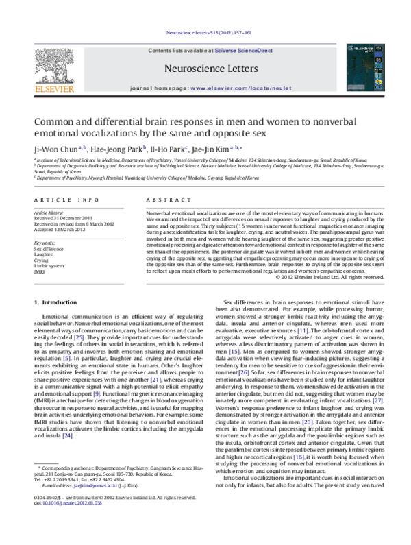 (PDF) Common and differential brain responses in men and women to ...