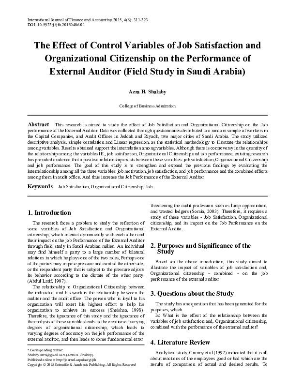(PDF) Job Satisfaction and Job Performance, A Study on Colleges of ...