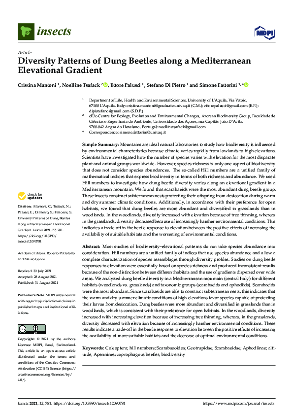 (PDF) Diversity Patterns of Dung Beetles along a Mediterranean ...