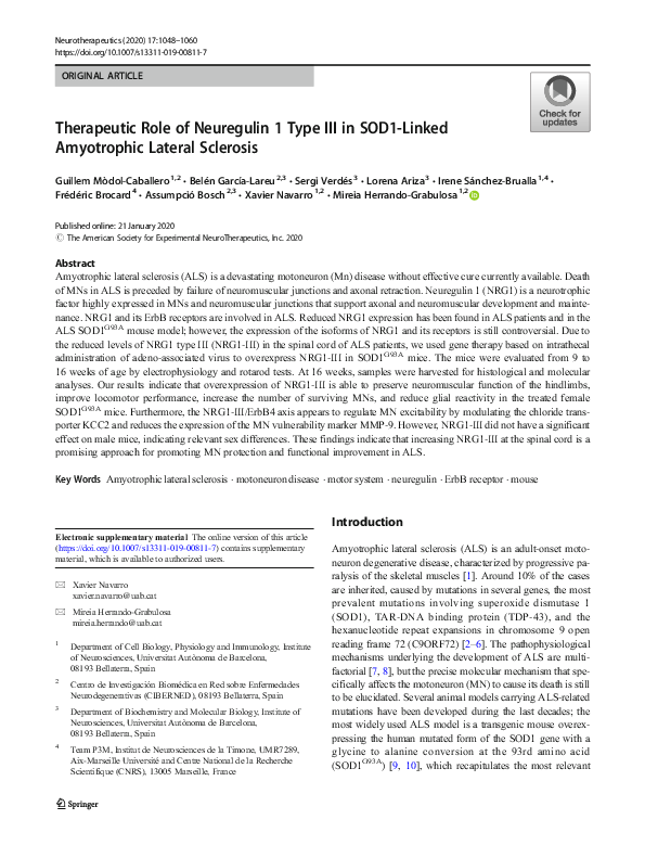 (PDF) Therapeutic Role of Neuregulin 1 Type III in SOD1-Linked ...