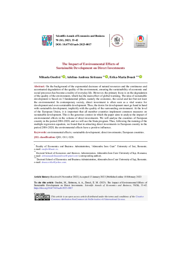 (PDF) The Impact of Environmental Effects of Sustainable Development on ...