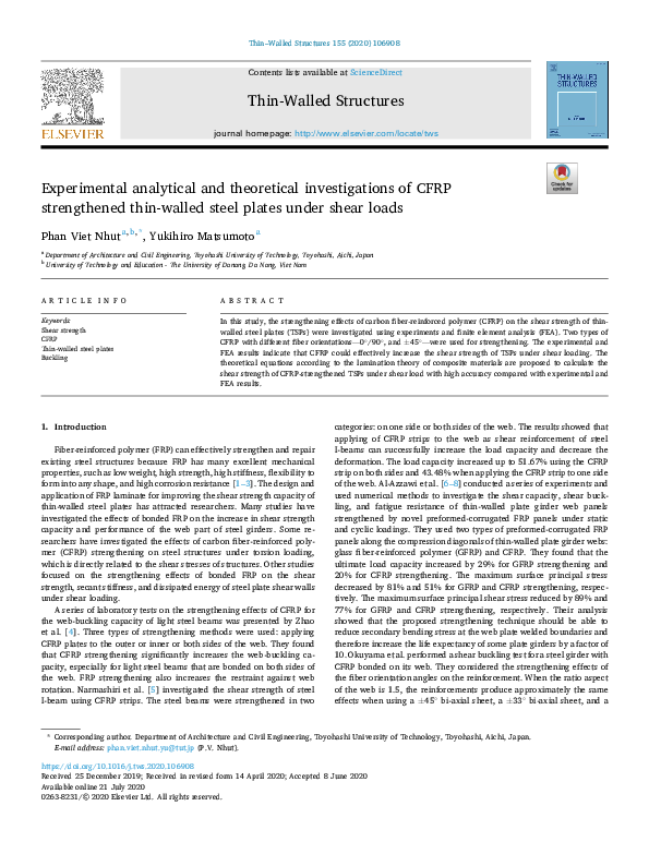(PDF) Experimental analytical and theoretical investigations of CFRP ...