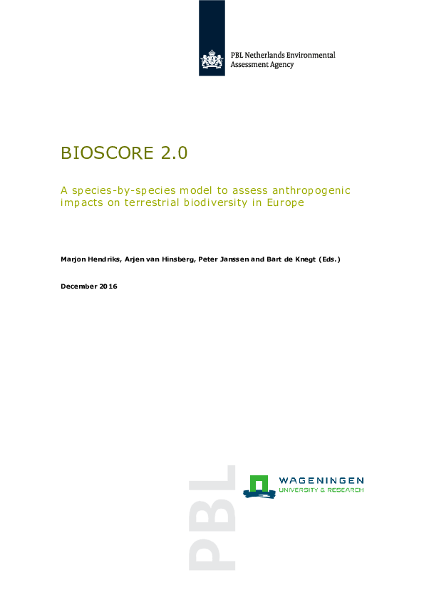 (PDF) Bioscore 2.0 : a species-by-species model to assess anthropogenic ...