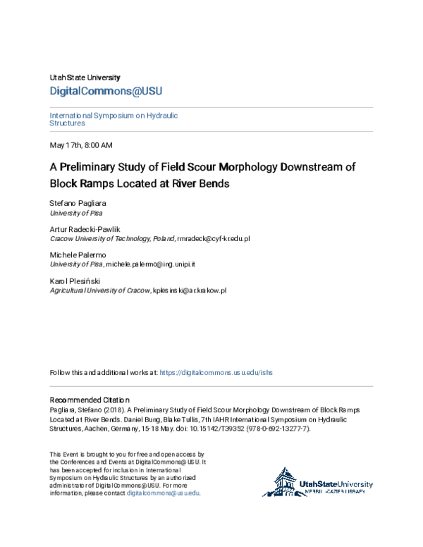 (PDF) A Preliminary Study of Field Scour Morphology Downstream of Block ...