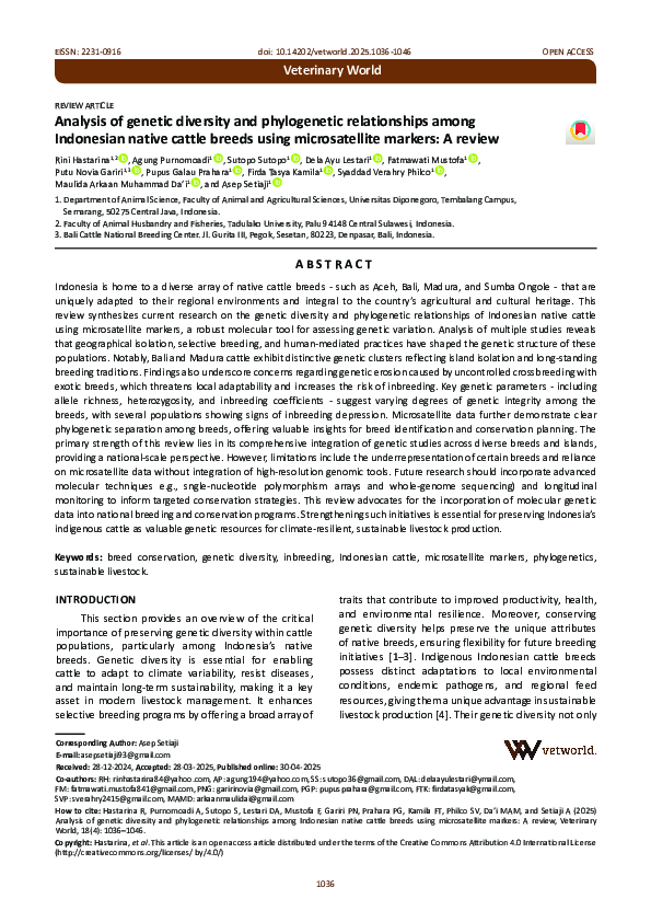 (PDF) Analysis of genetic diversity and phylogenetic relationships ...