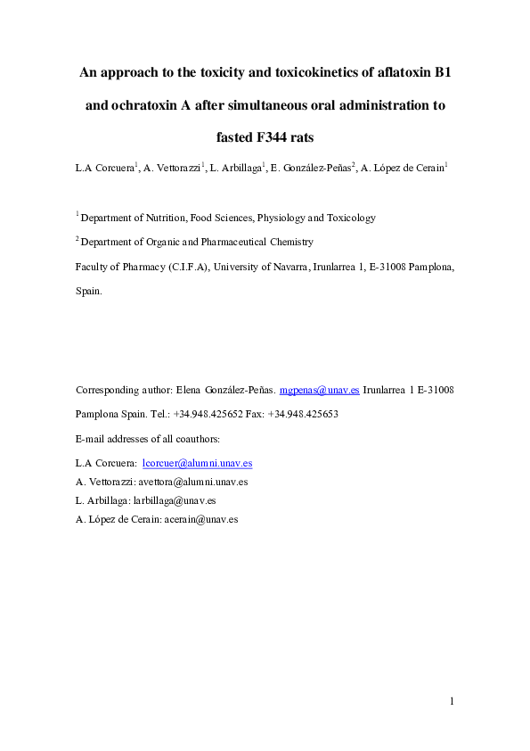(PDF) An approach to the toxicity and toxicokinetics of aflatoxin B1 ...