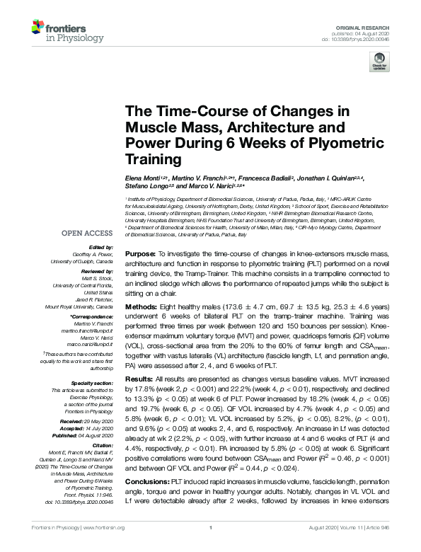 (PDF) The Time-Course of Changes in Muscle Mass, Architecture and Power ...