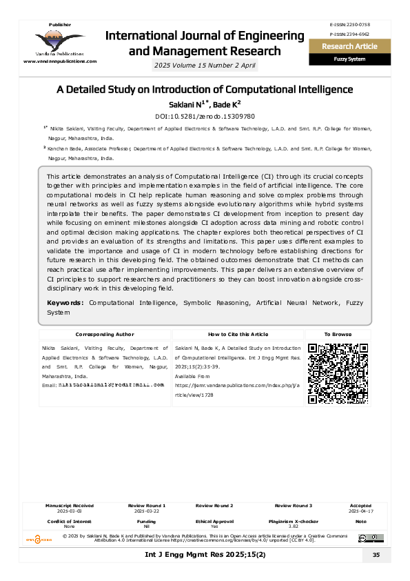 (PDF) A Detailed Study on Introduction of Computational Intelligence