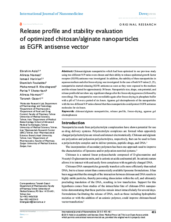 (PDF) Release profile and stability evaluation of optimized chitosan ...