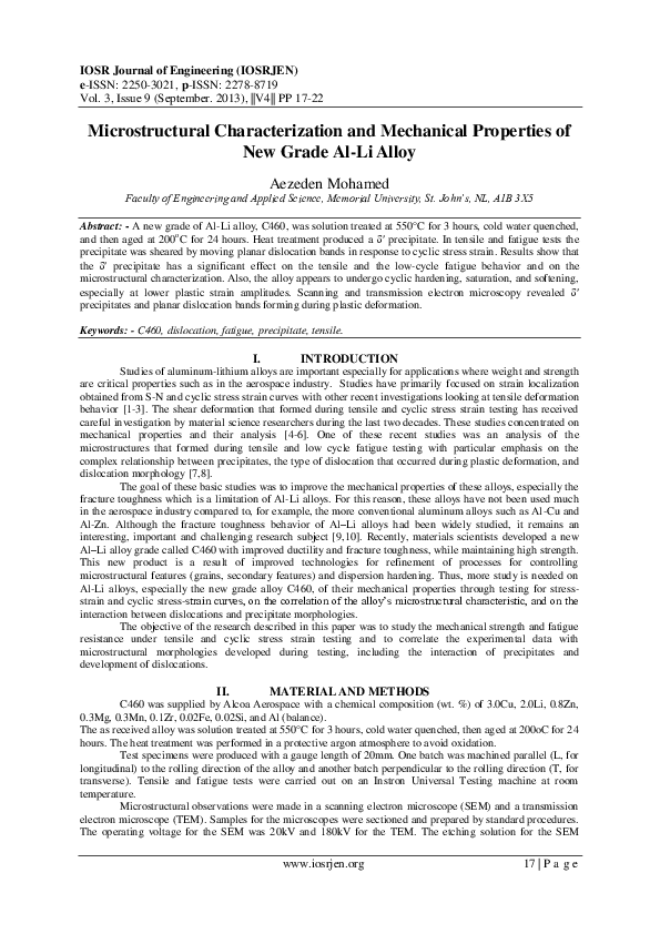 (PDF) Microstructural Characterization and Mechanical Properties of New ...