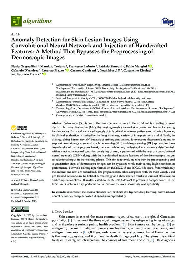 (PDF) Anomaly Detection for Skin Lesion Images Using Convolutional ...