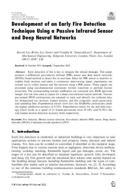 (PDF) Development of an Early Fire Detection Technique Using a Passive ...
