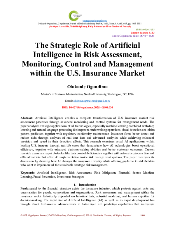 (PDF) The Strategic Role of Artificial Intelligence in Risk Assessment ...