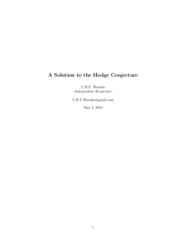 (PDF) A Solution to the Hodge Conjecture