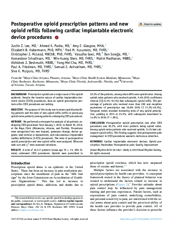 (PDF) Postoperative opioid prescription patterns and new opioid refills ...