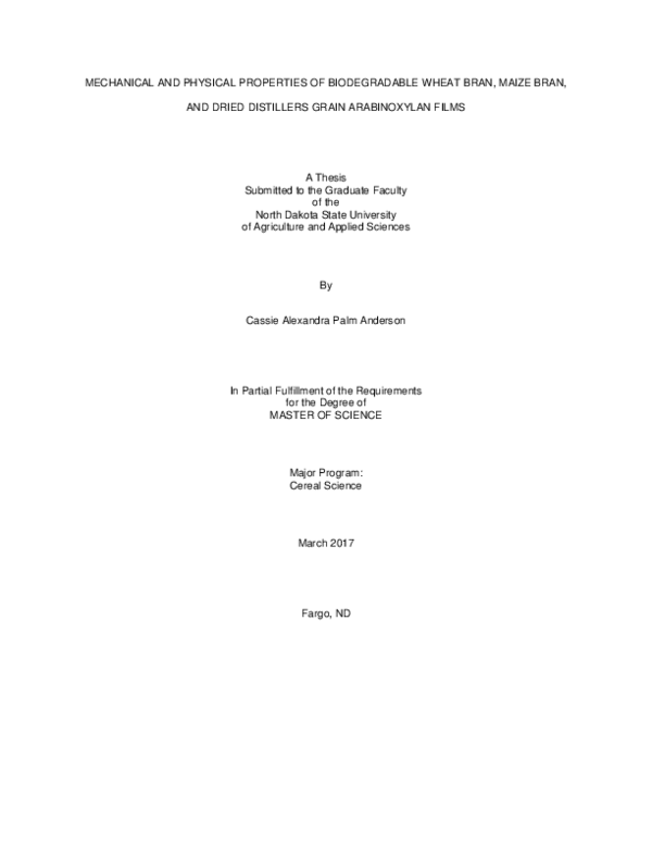 (PDF) Mechanical and Physical Properties of Biodegradable Wheat Bran ...