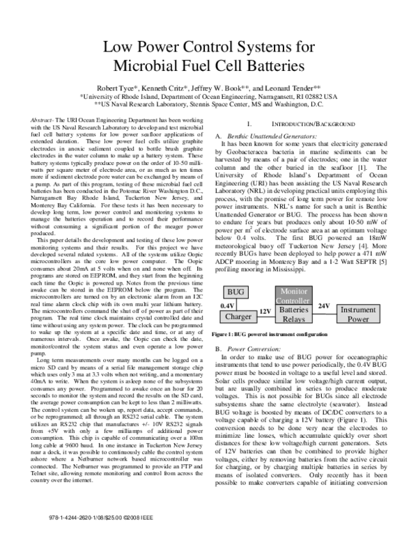 (PDF) Low power control systems for microbial fuel cell batteries