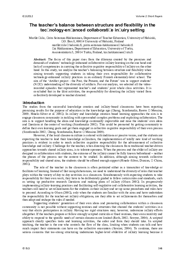 (PDF) The Teacher's Balance between Structure and Flexibility in the ...