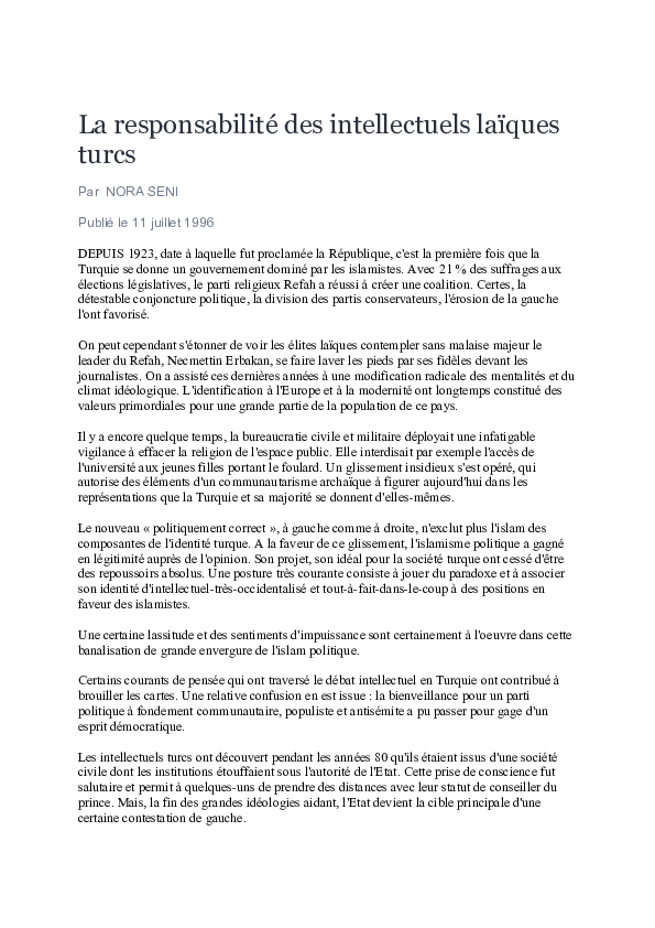 (PDF) La responsabilité des intellectuels laïques turcs