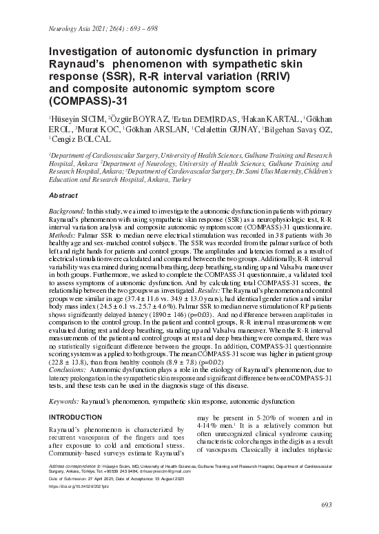 (PDF) Investigation of autonomic dysfunction in primary Raynaud’s ...