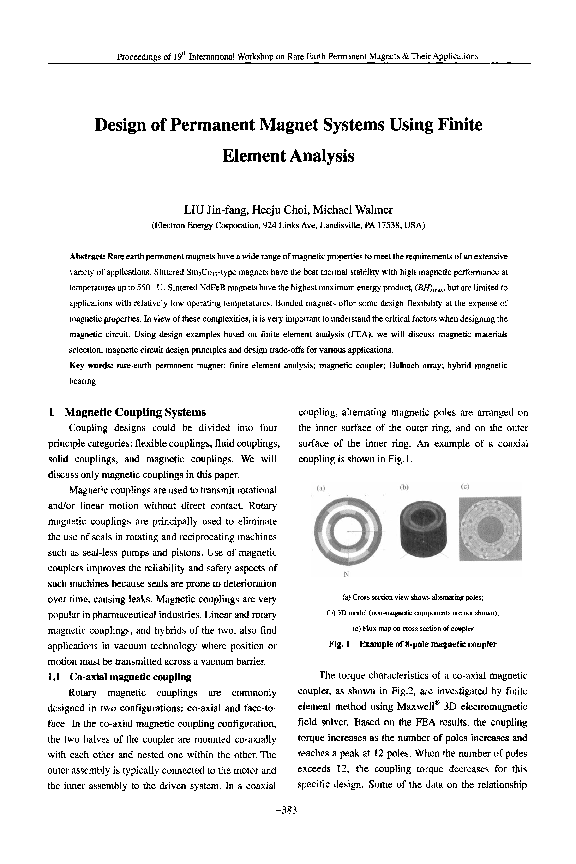 (PDF) Design of Permanent Magnet Systems Using Finite Element Analysis