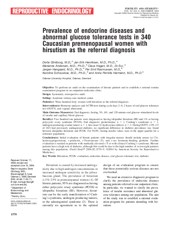 (PDF) Prevalence of endocrine diseases and abnormal glucose tolerance ...