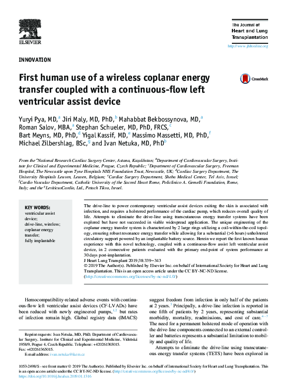 (PDF) First human use of a wireless coplanar energy transfer coupled ...