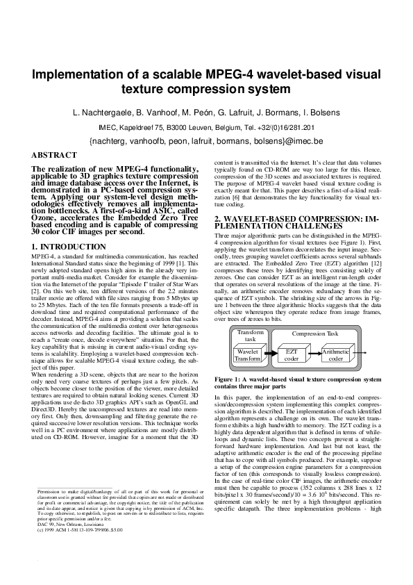 (PDF) Implementation of a scalable MPEG-4 wavelet-based visual texture ...