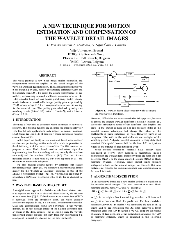 (PDF) A New Technique For Motion Estimation And Compensation Of The ...