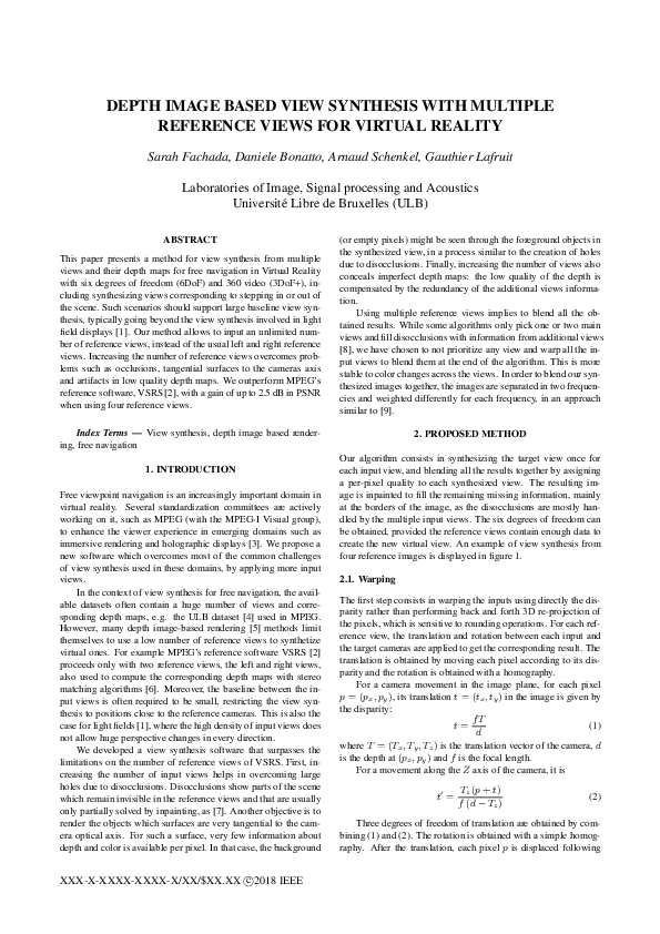 (PDF) Depth Image Based View Synthesis with Multiple Reference Views ...