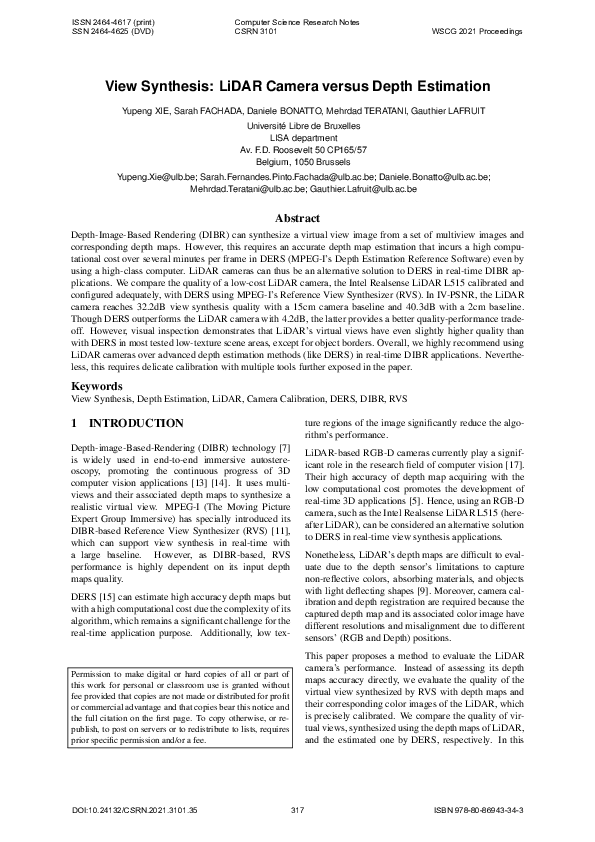 (PDF) View Synthesis: LiDAR Camera versus Depth Estimation