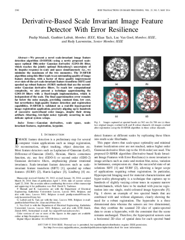 (PDF) Derivative-Based Scale Invariant Image Feature Detector With ...