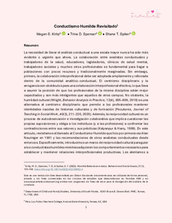 (PDF) Conductismo Humilde Revisitado