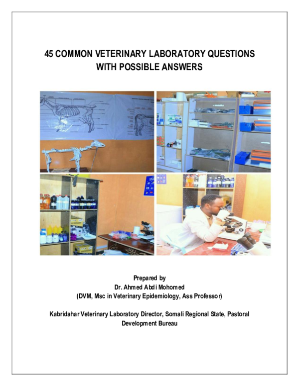 (PDF) 45 COMMON VETERINARY LABORATORY QUESTIONS WITH ANSWERS