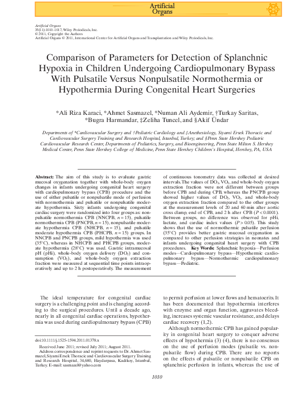 (PDF) Comparison of Parameters for Detection of Splanchnic Hypoxia in ...