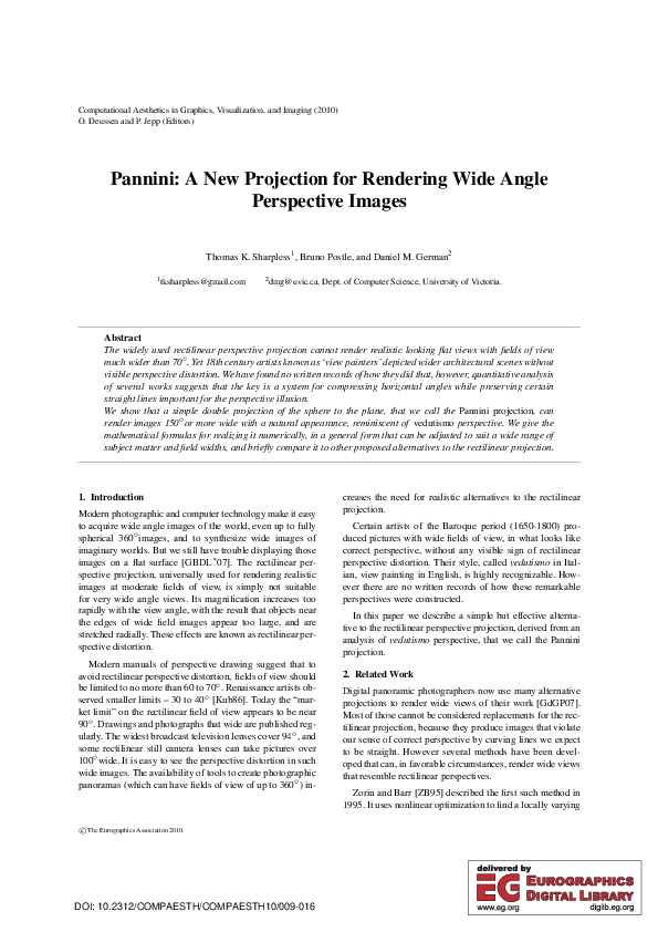 (PDF) Pannini: a new projection for rendering wide angle perspective images