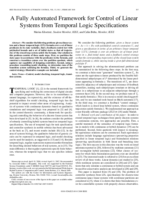 (PDF) A Fully Automated Framework for Control of Linear Systems from ...