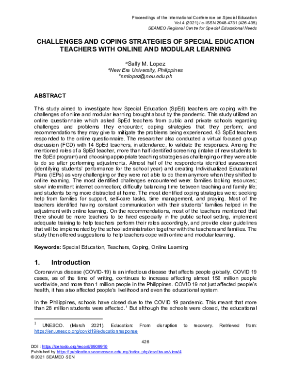 (PDF) Challenges and Coping Strategies of Special Education Teachers ...