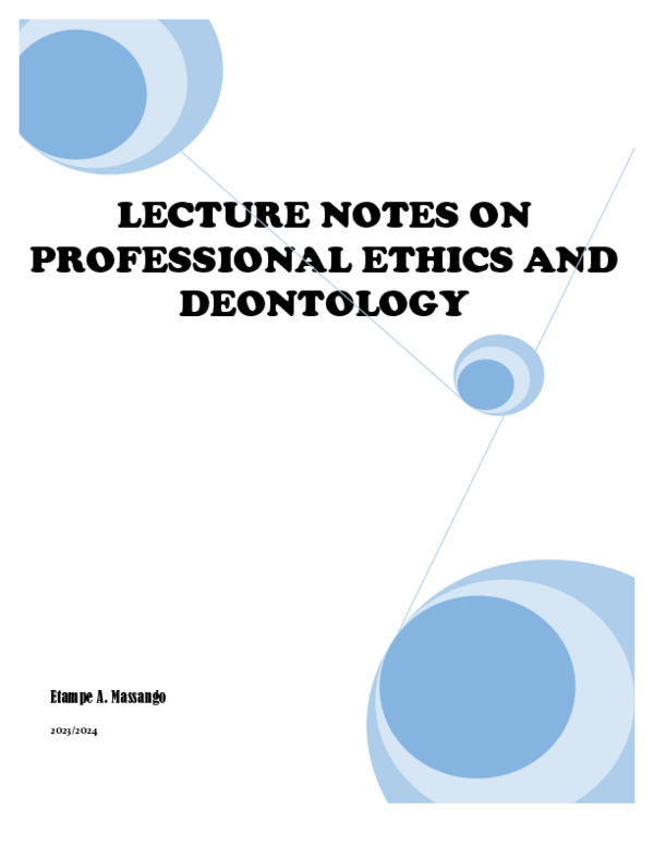 (PDF) LECTURE NOTES ON PROFESSIONAL ETHICS AND DEONTOLOGY