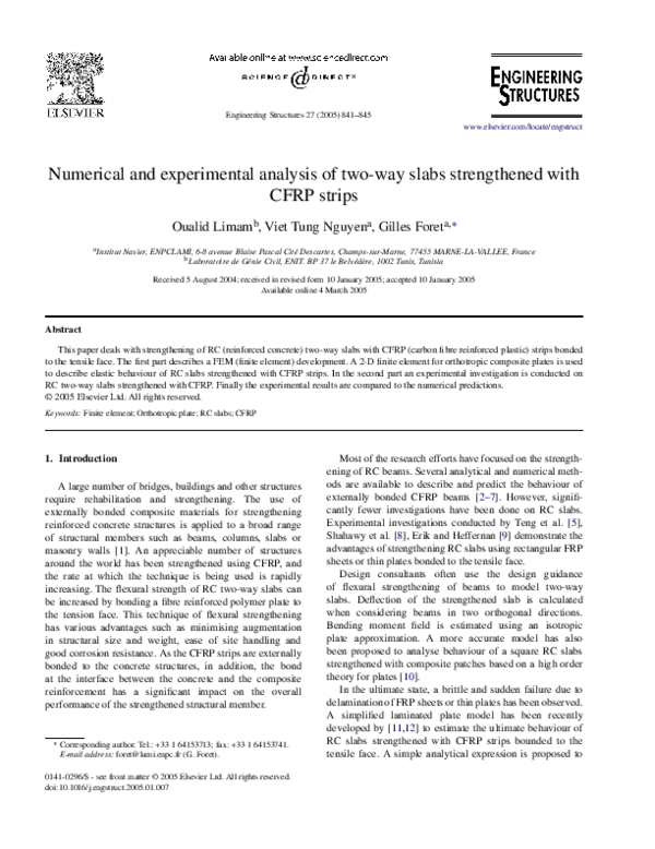 (PDF) Numerical and experimental analysis of two-way slabs strengthened ...