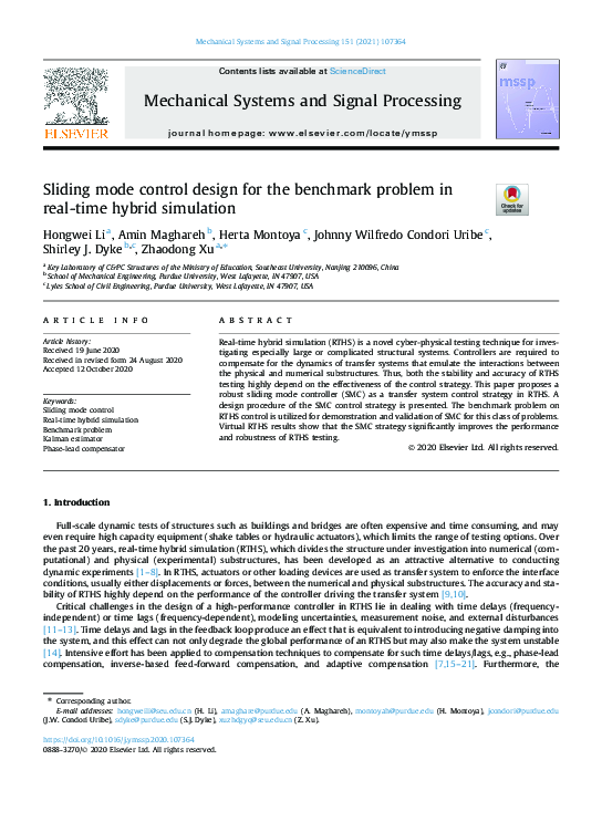 (PDF) Sliding mode control design for the benchmark problem in real ...
